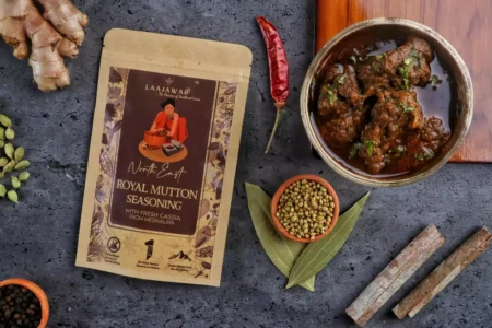 mutton seasoning with northeast spices and herbs in india