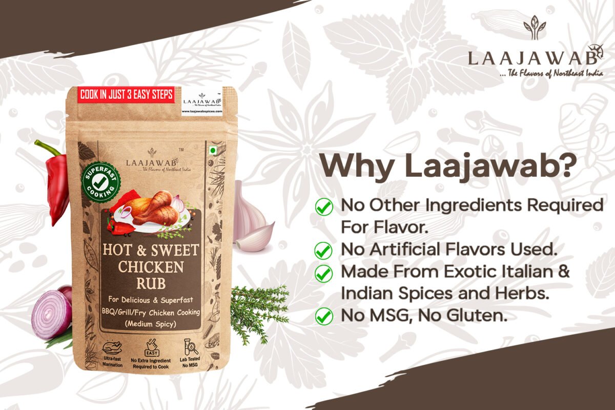 Laajawab chicken rub marinade Northeast spices italian seasoning bbq grill fry hot and sweet