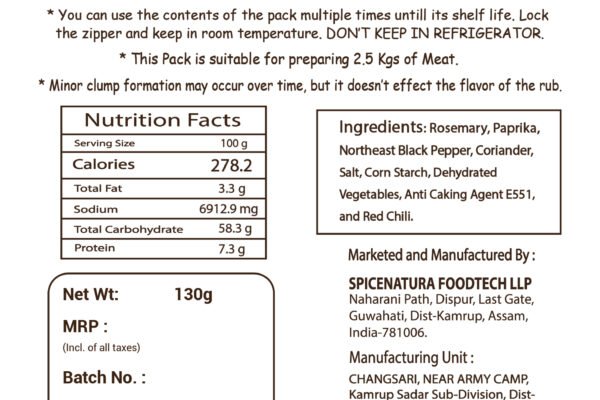  Laajawab Rockin Rosemary Rub, Medium Spicy (No Sweetness), Cook in 3 Easy Steps, Use as Marinade Masala, No MSG  <h5>Cooks 2.5 Kg Chicken, Pork & Mutton, 130g</h5>